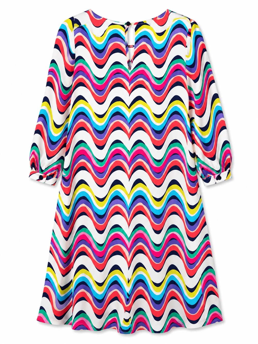 kate spade Girls' Rainbow Wave Print A-Line Dress